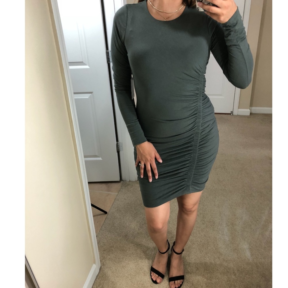 Grey Ruched bodycon dress